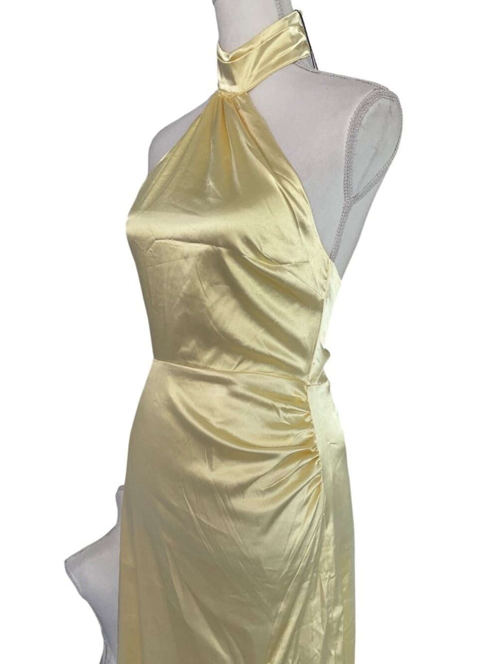 MORE TO COME Darcey Maxi Dress in Butter Yellow Small New Womens Satin Long Gown - Picture 5 of 8